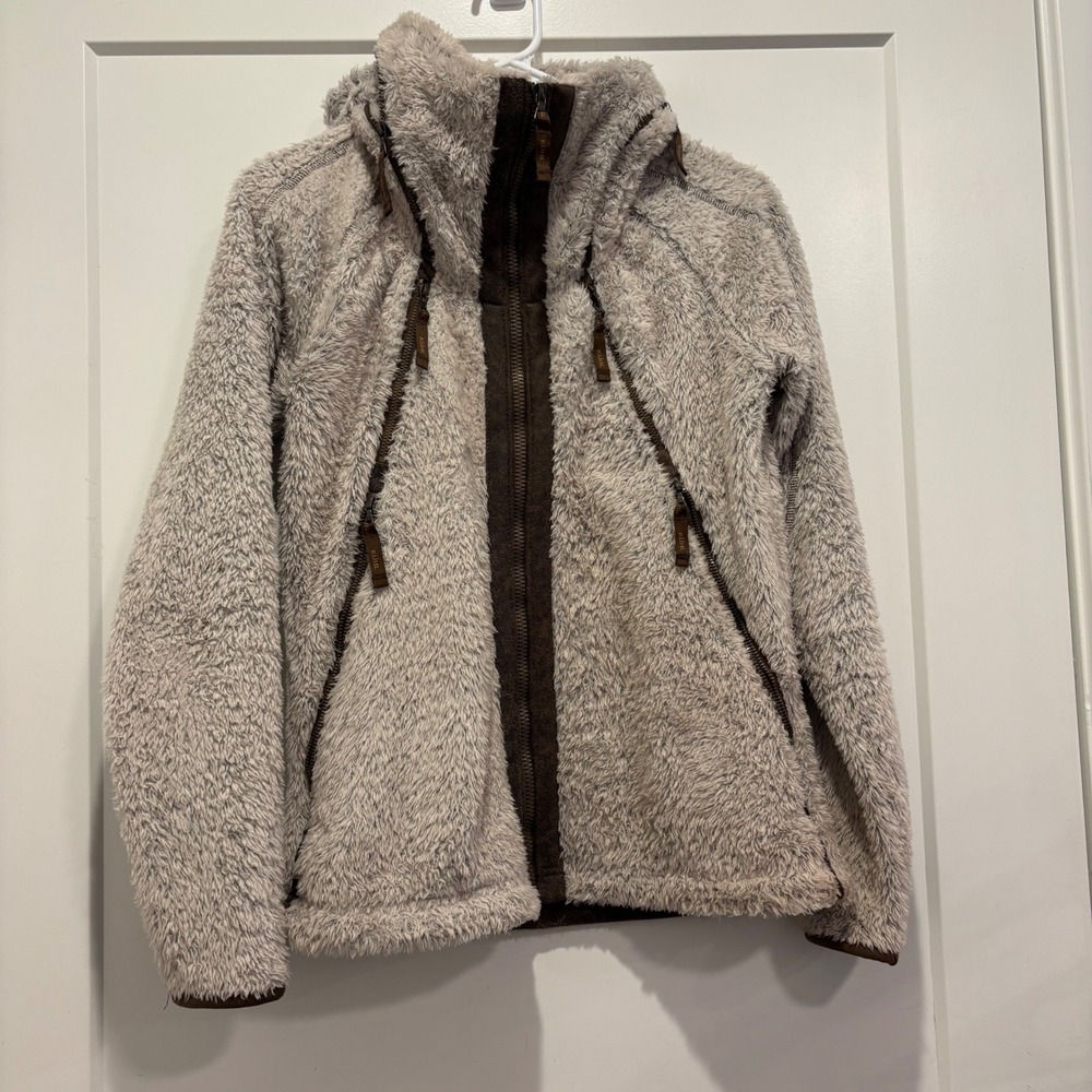 Kuhl Flight Jacket Womens Small Grey Fleece Full Zip Hooded Coat 2073